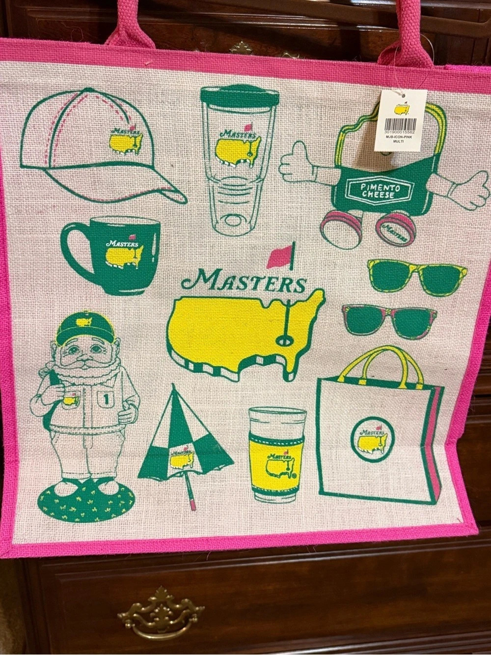 Masters Icon Pink Multi Reusable Jute Large Tote Bag